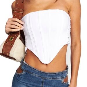 I.AM.GIA White Strapless Crop Top